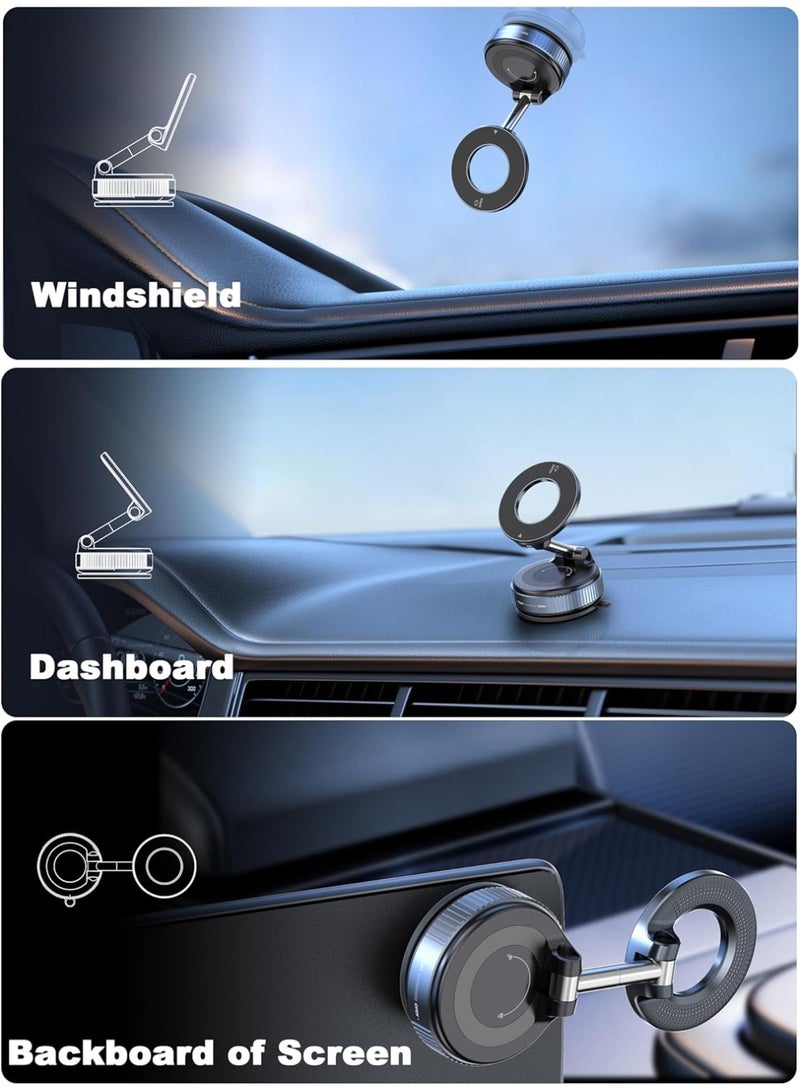 حامل هاتف مغناطيسي نانو جل مُطوّر بزاوية 360 درجة، حامل هاتف للسيارة متوافق مع Magsafe [قوة شفط فائقة تزيد عن 108 رطل وقوة مغناطيسية فائقة تبلغ 3000 غرام]، حامل هاتف مزود بكوب شفط للسيارة/لهاتف iPhone 17 Pro Max - Image 2